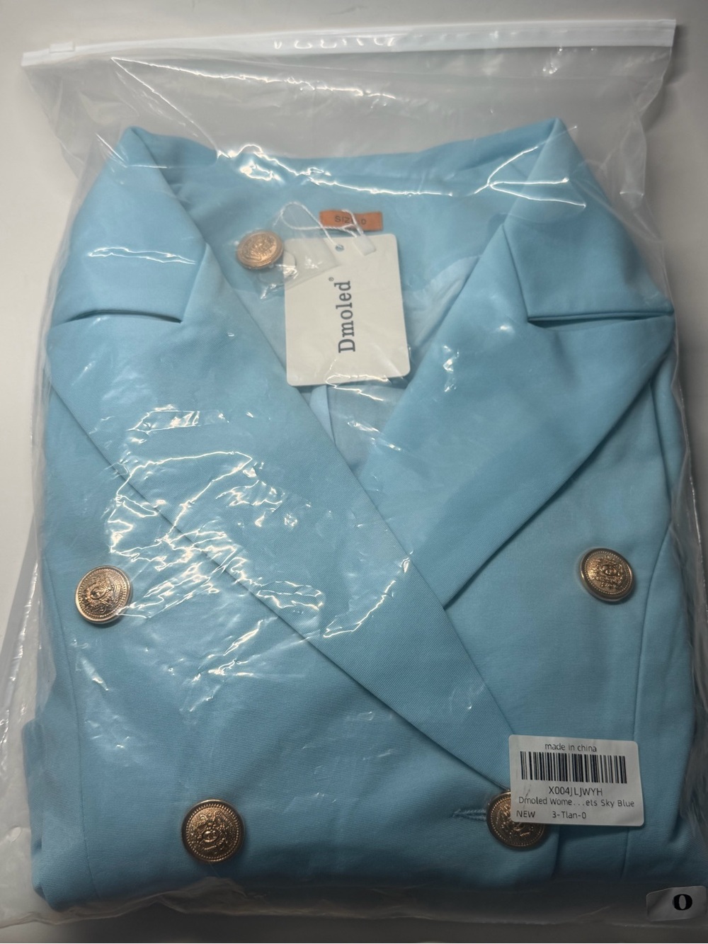 Tailored Sleeveless Light Blue Double-Breasted Pantsuit - Picture 10 of 15